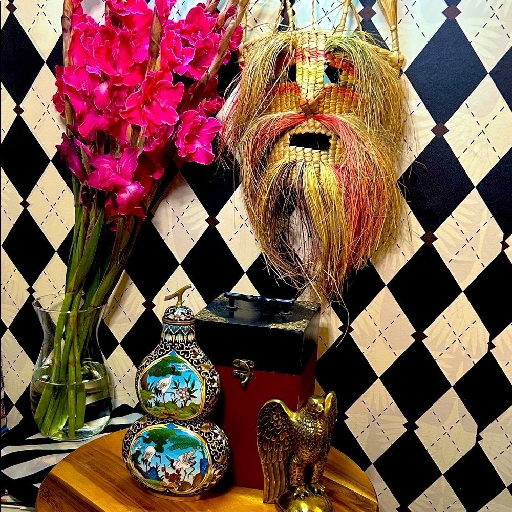 Rare Vintage Folk Art Masterpiece Vintage 1960s Mexican Popote Straw Mask Rustic - Picture 7 of 7